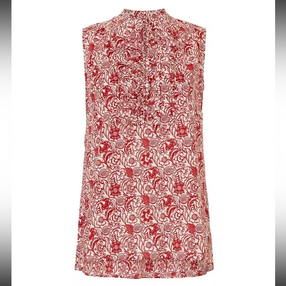 DEREK LAM COLLECTIVE RED VINTAGE FLORAL SLEEVELESS TUNIC TOP - Picture 8 of 13